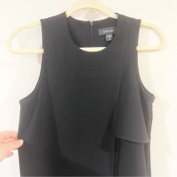Karen Kane Mini Shift Dress Asymmetric Front Hem Sleeveless Women size XS Black - Picture 2 of 11